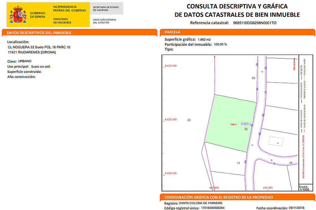 Parcela edificable en venta en Riudarenes