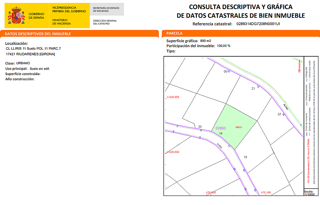 Parcela urbanitzable en venda a Riudarenes